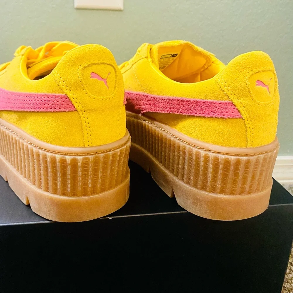 NIB Puma X Fenty Yellow & Pink Suede Cleated Creeper Sneakers